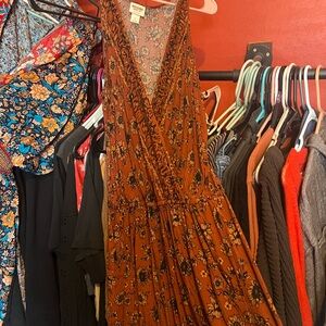 Mossimo Supply Co Brown Sleeveless V-Neck Jumpsuit